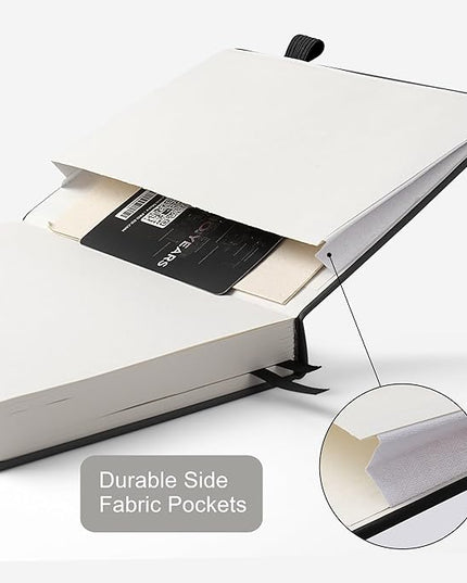Lined Journal Notebook for Women Men, 352 Pages A5(5.7" x 8.3")College Ruled Hardcover Leather Journals for Writing, Daily Journal Notebooks for Work, Note Taking, Travel, School, Business (Black)