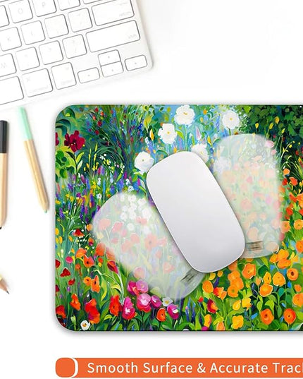 Square Mouse Pad Flowers Floral,Personalized Premium-Textured Custom Mouse Mat Design,Washable Mousepad Lycra Cloth,Non-Slip Rubber Base Computer Mouse Pads for Wireless Mouse