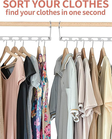 Space Saving Hangers for Clothes, 10 Pack Hanger Organizer Space Saver, Magic Metal Collapsible Closet Organizers, Multiple Hangers in One, College Dorm Room Essentials (V1.0)