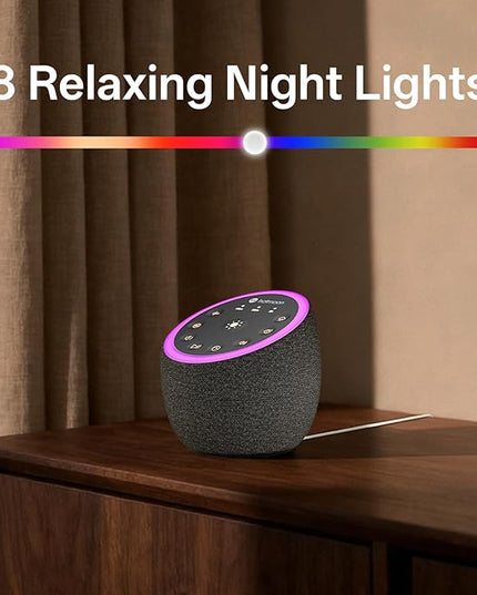 Hotmoon Sound Machine for Sleep, Cocoon 2 White Noise Sound Machine with 40 Non-Looping Sounds, Dual-Speaker & Timer, 8 Night Light, Pink Brown Green Noise for Sleeping Adults, Office Privacy, Plug-in