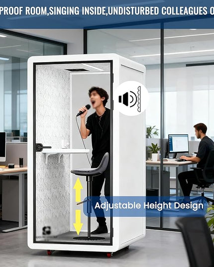 Mobile Office Pod Booth, Quiet Meeting Pod with Acoustic Panels, Sound Proof Room with Desk, Portable Removable Working Booth for Private Phone Calling Study,120cm
