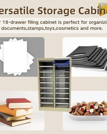 File Cabinet 18 Medium Transparent Drawers Vertical Home Office Storage Paper Organizer Document Cabinet