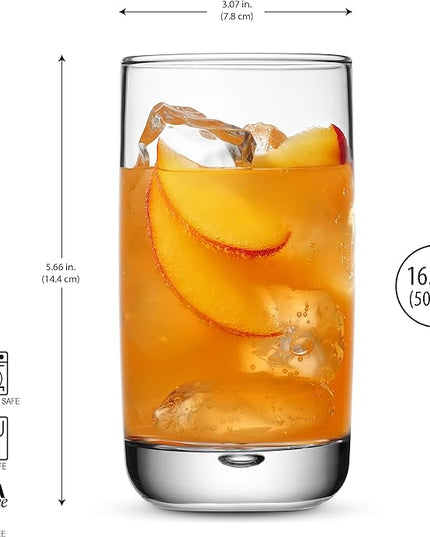 Set of 4 Highball Glasses 16 Oz Collins Cocktail Drinking Glass Cups, Bubble Base Glassware for Water, Juice, Cocktails, Beer Pint Glasses, Modern Basic Tumblers.