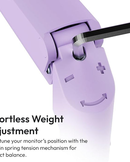 Pixio PS1S Wave Purple Single Monitor Arm Stand Desk Mount - Fits up to 32 inches Monitors and up to 19.8lbs. VESA Compatibility and Integrated Cable Management