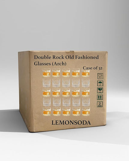 LEMONSODA Double Rock Old Fashioned Whiskey Glasses - Set of 36 Cocktail Glasses (12 fl. oz.) (Arch (Case of 36 Glasses)) [2066]