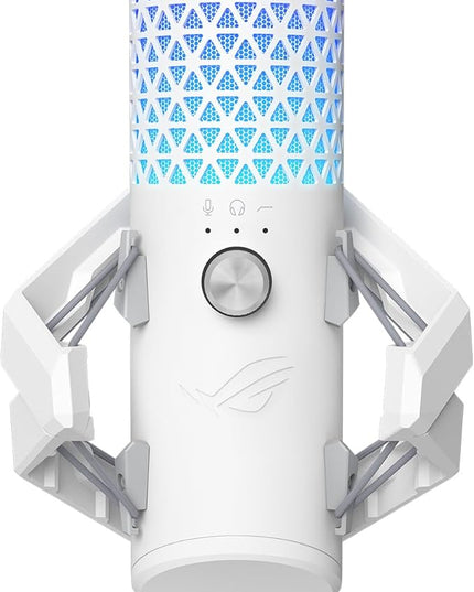 ASUS ROG Carnyx USB Gaming Microphone (25mm Condenser Capsule, 192kHz/24-bit, Cardioid, high-Pass Filter, Built-in pop Filter, Metal Shock Mount, one-Touch Mute, Aura Sync RGB)- Moonlight White