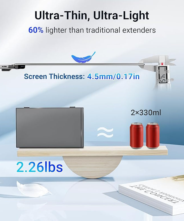 Laptop Screen Extender, Ultra Thin 14" 1080P FHD Triple Portable Monitor for Laptops 13-17.3", 2.2lbs Lightweight Travel Dual Monitor Extender, Plug-Play Aluminum Extended for Mac/Windows/PS5/Chrome