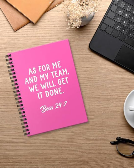 Msticey As For Me And My Team We Will Get It Done 160 Blank Pages Rose Red Hardcover Spiral Notebook, Appreciation Gifts for Women Manager Supervisor Leader Coworker Colleague, Funny Boss Day Gifts