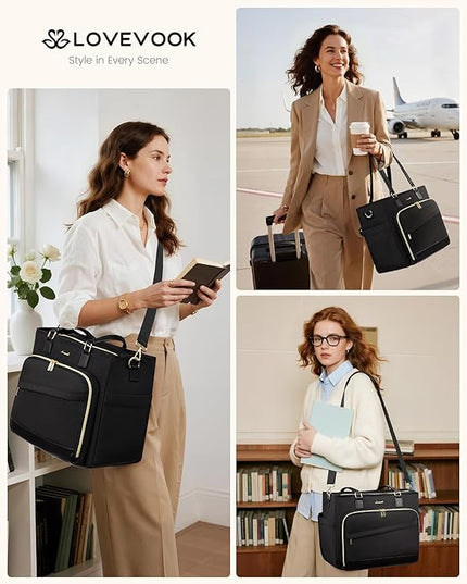 LOVEVOOK Teacher Tote Bag, Laptop Bag for Women with Accordion File Organizer, Nurse Work Bag for Office & Business Supplies