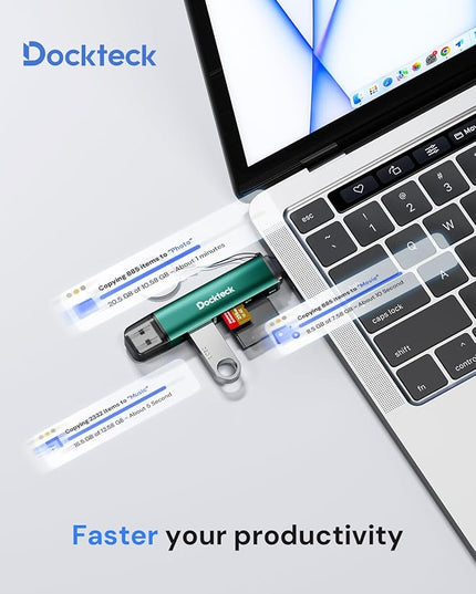 Dockteck SD Card Reader, 5G Super Speed USB3.0 SD/TF Card Reader, 3-Slot USB A/C to SD/Micro SD/USB A Memory Card Reader for UHS-I SD/Micro SD/SDHC/SDXC/MMC, Support OTG for Plug&Play,Green