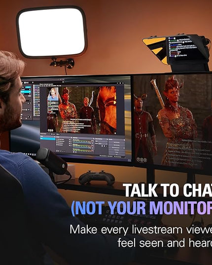 Elgato Prompter – Teleprompter with Built-in Screen for YouTube, Twitch, Zoom and More, 1080 pixels, Supports DSLR/Webcam/Smartphone, Drag & Drop Monitor Display, Works with Mac/PC & Stream Deck