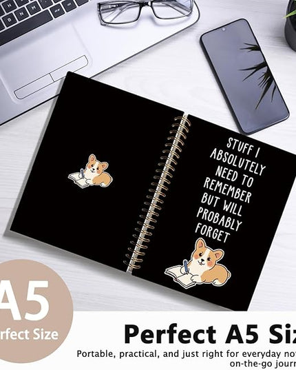 LIANGW Funny Corgi Gifts Spiral Notebook Journal, Welsh Corgi Lovers Gifts Journal for Writing, Pet Dog Mom Owner Gift, Dog School Office Stuff Supplies, 5.5x8.3 Inch