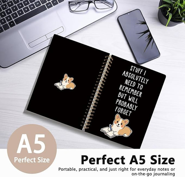 LIANGW Funny Corgi Gifts Spiral Notebook Journal, Welsh Corgi Lovers Gifts Journal for Writing, Pet Dog Mom Owner Gift, Dog School Office Stuff Supplies, 5.5x8.3 Inch