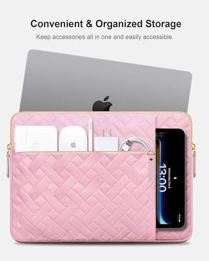 Lacdo 15-15.6 Inch Laptop Sleeve Case for Acer HP Lenovo Dell ASUS Laptop, Acer Aspire 15, HP Pavilion/Envy 15, Dell Latitude 15, Lenovo ThinkPad/IdeaPad 15, ASUS ZenBook 15 Computer Bag, Sakura Pink