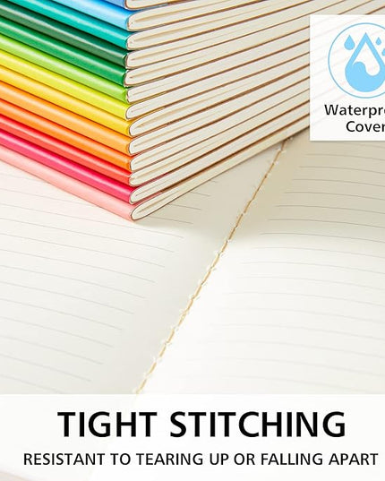 feela 16 Pack Composition Notebooks Bulk, Kraft Cover Lined Blank College Ruled Composition Travel Journals with Rainbow Spines For Women Students Business, 60 Pages, 8.3”x 5.5”, A5, 16 Colors