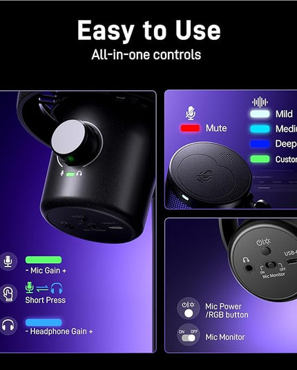 MAONO Wireless Gaming Microphone for PC, Condenser USB Mic with Software AI Voice Change,3-Level Noise Cancellation,Custom RGB, for Streaming Recording Podcast PS5 PS4 Twitch YouTube (DM40 Pro-Black)