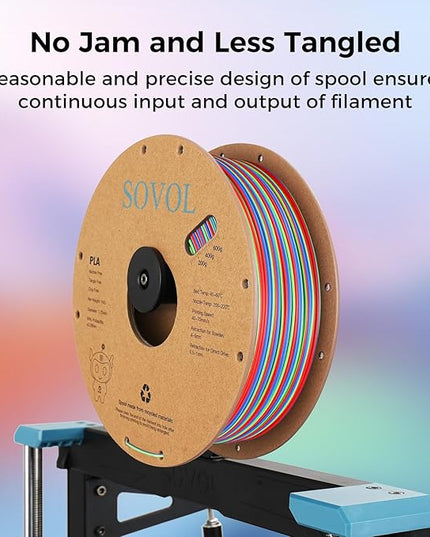 Sovol PLA Filament 6KG, Silk Tri Color & Dual Color Co-Extrusion PLA, Shiny Multicolored Fast Change Rainbow 3D Printer Filament, Matte & Glitter & Glow in The Dark PLA 1.75mm 1kg/ 2.2lbs +/-0.03mm