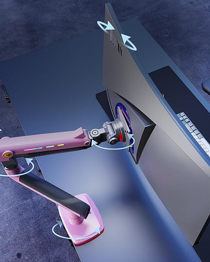 NB Gaming Monitor Arm or for 32 to 60 Inches Screen, Load up to 20 kg, VESA 75/100, RGB-Light, Heavy Duty, Multi Angle Adjustable, Premium Aluminum, Pink