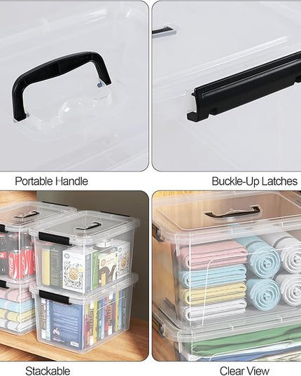 18 Quart Plastic Storage Bins with Lid, 4 Packs Clear Latching Storage Box