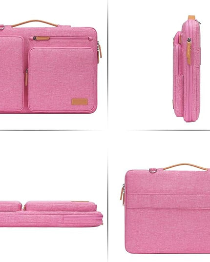 MOSISO 360 Protective Laptop Shoulder Bag,13-13.3 inch Computer Bag Compatible with MacBook, HP, Dell, Lenovo, Asus Notebook,Side Open Messenger Bag with 4 Zipper Pockets&Handle, Rose Red