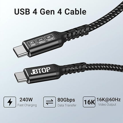 USB Data Cable(3.3FT, 2packs) 80Gbps Data Transfer, Bandwidth for 16K/Dual 8K, 240W, Braided USB C Video Cable Compatible Thunderbolt 4/5, SSD, MacBook M4 Pro,Dock,eGPU/USB 4 Monitor