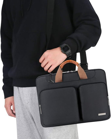 Lacdo 360° Protective Laptop Shoulder Bag, 14 inch Laptop Sleeve Bag for 14 inch New MacBook Pro M5/M4/M3/M2/M1 Chips Pro Max A3434 A3112 A3401 A3185 A2918 A2992 2025-2021 Computer Messenger Bag,Black