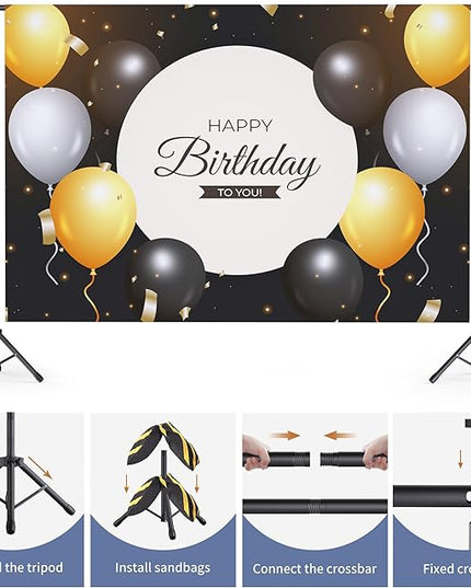 Backdrop Stand 10x7.5ft, Height Adjustable and Width Adjustable Backdrop Stand, Back Drop Stand for Balloon Arch, Photo, Parties