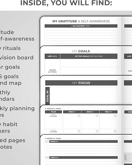 Clever Fox Planner Large – Undated Weekly & Monthly Planner for Productivity, Time Management & Goals – Organizer Journal – 7x10” (Black)