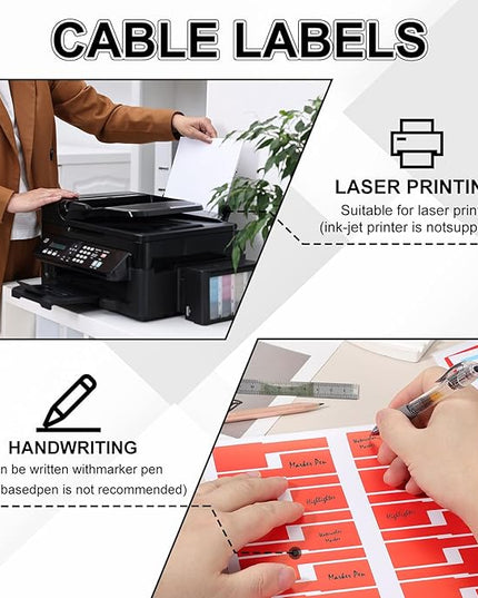 uxcell 300 Pcs Cable Labels, Waterproof Wire Cord Labels Tags, Cord Organizer Management Tags for Charger Cable Organizer Wire Markers Printer, Yellow
