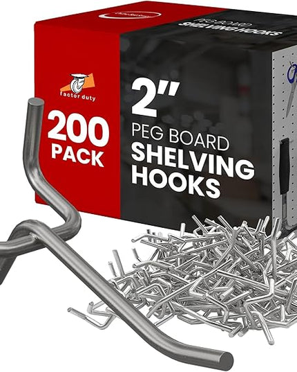 200 Pack PEG Board Pegboard Shelving Hooks 2" Length Wholesale Lot PEG Hooks