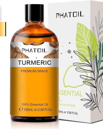 Turmeric 3.38fl.oz Essential Oil, PHATOIL Pure Aromatherapy Oils for Diffuser, Humidifier, Perfect for DIY Soap, Candle, Bath Bombs Making(100ml)