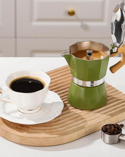Bincoo Espresso Maker Stovetop - Small Camping Moka Pot 1-2 Espresso Cup/120ML,Stove Top Espresso Pot Italian Coffee Maker,Easy to Use (Green)