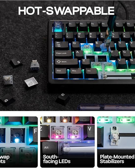 EPOMAKER HE80 Hall Effect Gaming Keyboard, 8K Polling & 32K Scan, Creamy Gasket, DKS, SOCD, Hot-Swappable, RGB Backlit, Wired Gaming Keyboard for PC & Mac (Black)