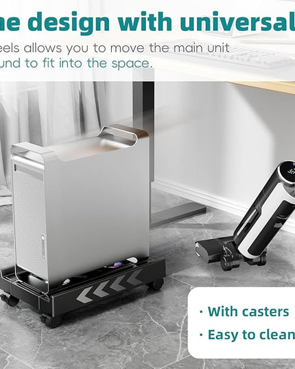 Adjustable Computer Tower Stand with Cooling Fan, Mobile CPU Holder with 4 Rolling Casters, Under Desk CPU Bracket PC Floor Cart PC Riser for Office, Home and Classroom. (Fan Version)