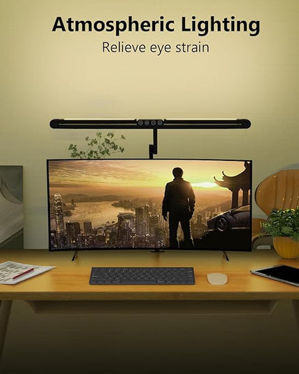 Micomlan 36W Bright Led Desk Lamp with Clamp, 47 Inches Long Architect Desk Lamp Home Office, Dimmable Table Light with Remote Adjustable Monitor Light Bar Tall Office Lighting for Computer Desktop