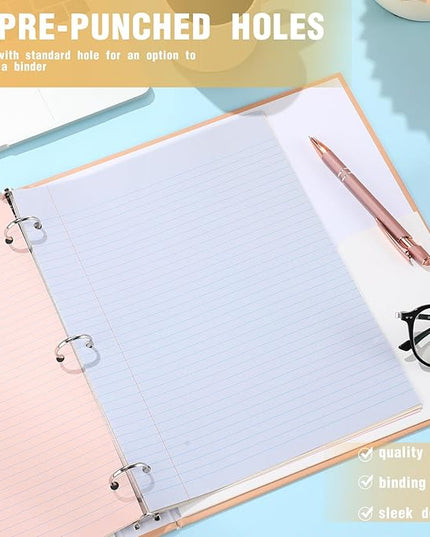 PerKoop 600 Sheets Colored Loose Leaf Paper 8.5" x 11" college ruled Lined 3 Hole Punched notebook Filler Paper for 3 Ring Binders Office School Supplies (Aesthetic Color)
