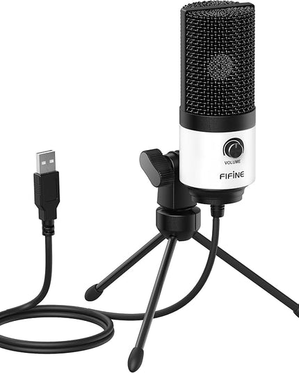 FIFINE USB Podcast Microphone,PC Computer Recording Mic for Desktop Laptop,Studio Condenser Microphone with Volume Knob for Voice-Over, Vocals, Online Meeting, YouTube-K669W