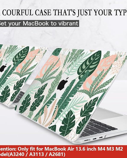 CISSOOK MacBook Air 13.6 inch Case A2681 M2 A3113 M3 with Touch ID, Tropical Palm Leaves, Hard Shell, Keyboard Cover, Screen Protector, Type C Adapter