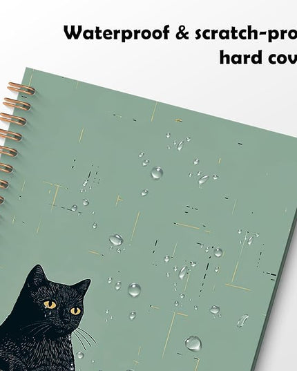 Vintage Coffee Black Cat Spiral Notebook, Black Cat Gifts Journal, Cats Lovers Mom Lady Gifts Journal Notebook, 5.5x8.3 Inch