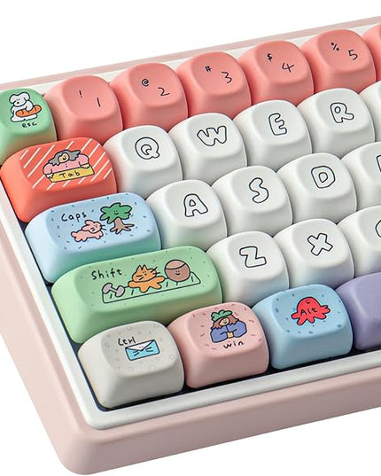 Tsungup MOA Profile Keycaps,126 Keys PBT Cute Funny Smiley Keycaps Dye-Sublimation Custom Keycap Set with Keycap Puller for Cherry Gateron MX Swithes Mechanical Keyboards