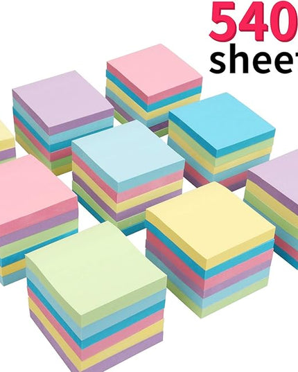 MyLifeUNIT Sticky Notes 3x3, Bulk Pack 54 Note Pads 5400 Sheets for Daily Reminder, Self-Stick Notes with 6 Assorted Colors