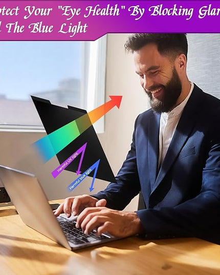 PYS Magnetic Laptop Privacy Screen 14 Inch 16:9 - Laptop Screen Privacy Shield, Anti-Blue Light, Anti-Glare Filter, Removable Screen Protector