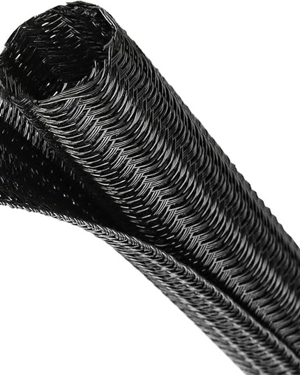Split Wire Loom Tubing, Cable Protector Sleeve, Braided Cable Management for TV/Computer/Home Theater/Engine Bay, Cord Protectors from Pets No Chew (Black, 3/8"-25ft)