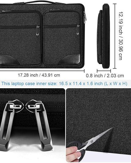 Hseok Ultra-Slim Laptop Case 17 17.3 inches Sleeve Protective PC Briefcase for Commuting and Business Trip，Carbon