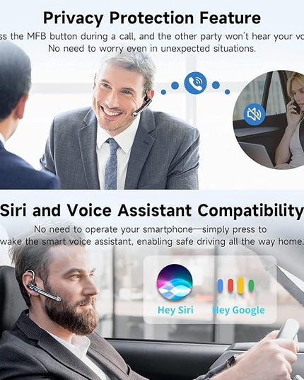 Boytond Bluetooth V6.1,Single-Ear Wireless Headset with USB Dongle, 10H Talk Time and 4H Playtime via USB, Dual-Mic Noise Canceling Earpiece for Computer/Cell Phones, Driving Headset for Trucker Work