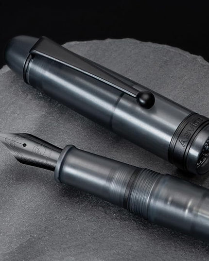 Asvine V126 Vacuum Filling Fountain Pen, Matte Black Acrylic Fine Nib, Large-Capacity Pen with Gift Case