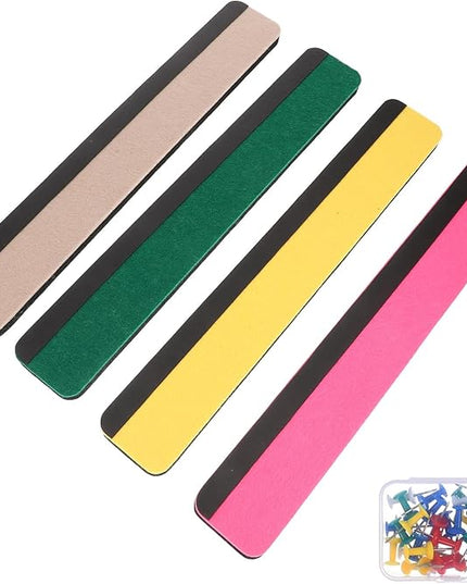 Magnetic Felt Bulletin Board Strip Set 4 Colors Yellow Pink Green Gray Pin Memo Wall Board for Office Classroom Home Organization