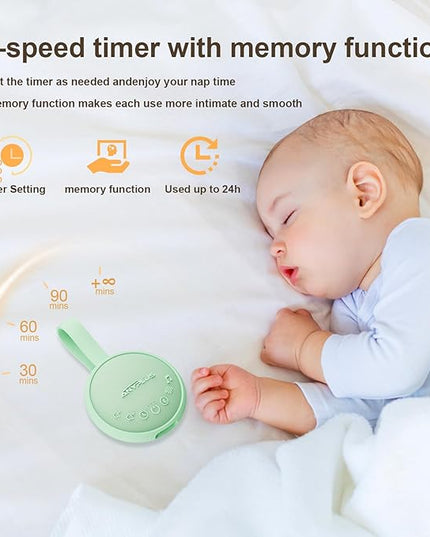 White Noise Sound Machine for Sleeping Adults & Baby, Portable Noise Machine with 24 Soothing Sounds, Bluetooth 5.1, Battery Powered, 3 Timer Settings, Memory Function for Home, Office, Travel (Green)