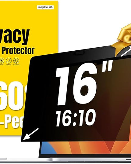 F FORITO 16 Inch 16:10 360° Laptop Privacy Screen Protector, Anti Peeping and Anti Glare Laptop Privacy Shield, Reduce Eye Strain & Eye Protection