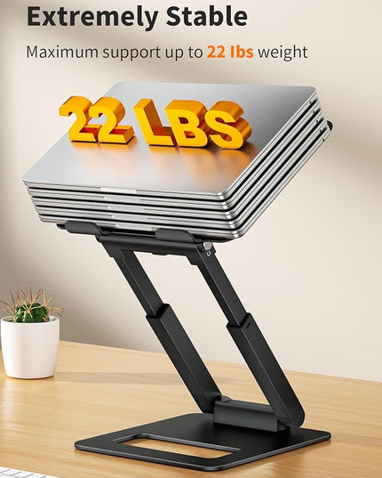 tounee Laptop Stand for Desk Adjustable Height, Telescopic Computer Stand with Pull Out Design Ergonomic Laptop Riser Fits All Laptops 10-17"-Black